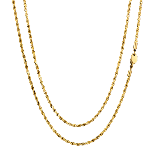 3mm Rope Micro Chain Necklace in 18K Gold