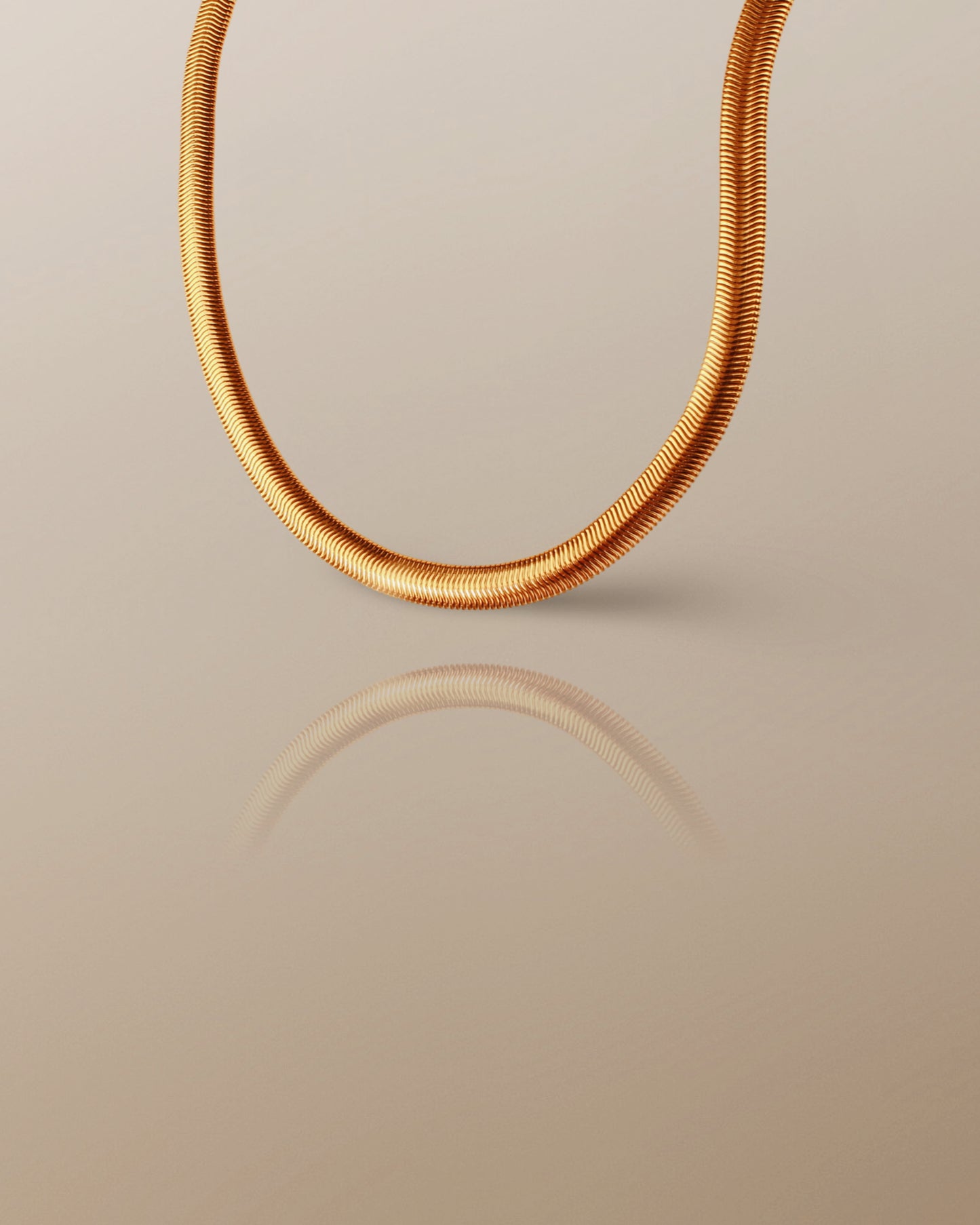 8mm Herringbone Snake Chain Necklace in 18K Gold