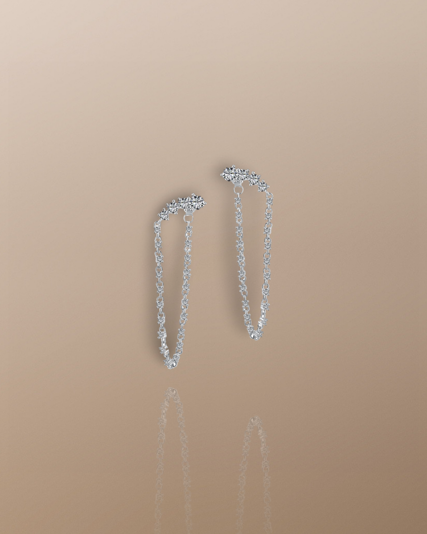 The Nia Drop Chain Earrings in 925 Sterling Silver