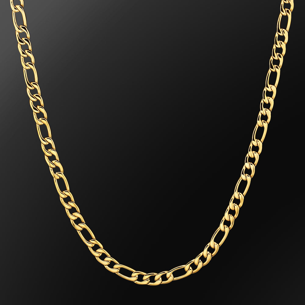 7mm Figaro Chain Necklace in 18K Gold