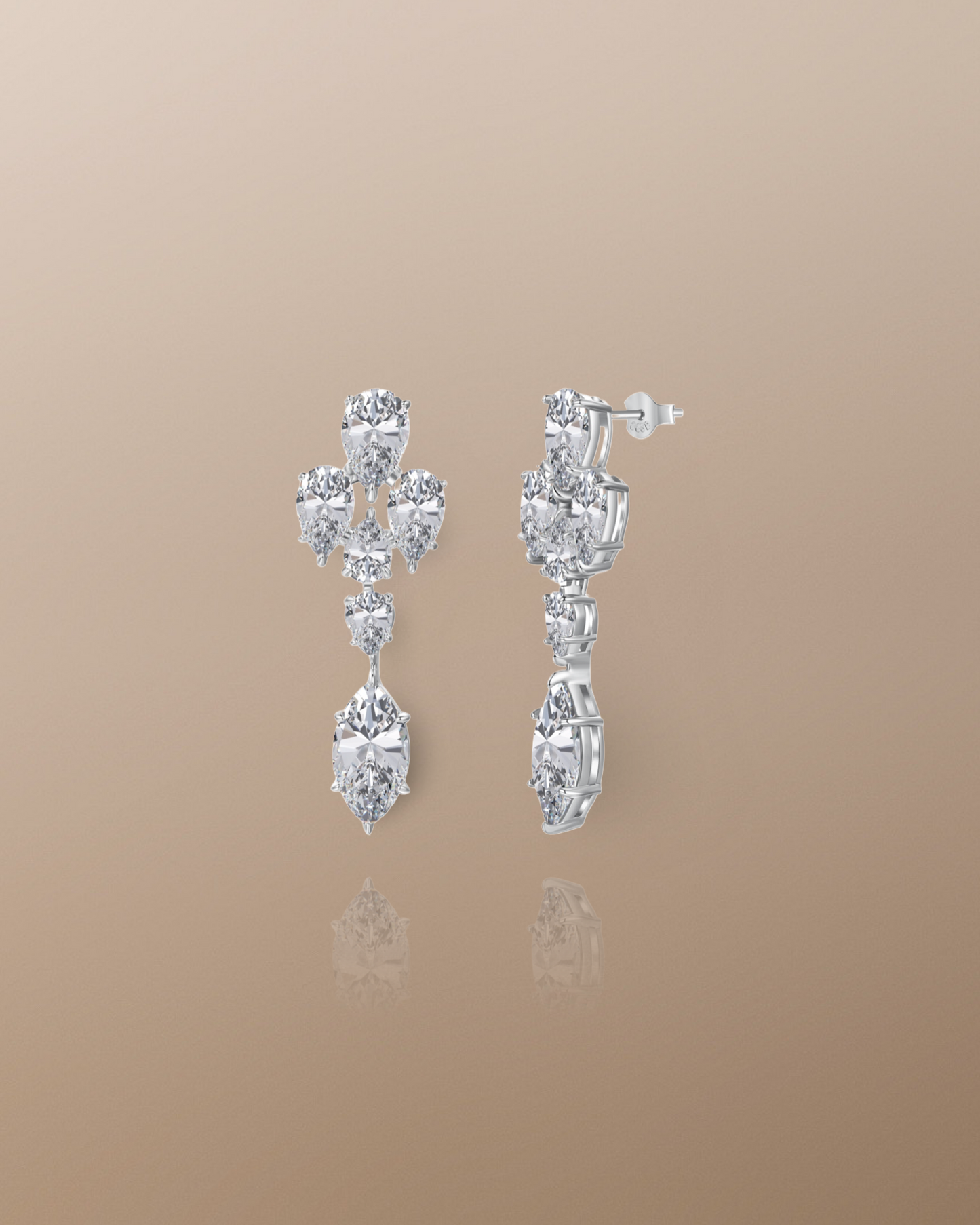 The Odessa Marquise-Cut Drop Stud Earrings in 925 Sterling Silver