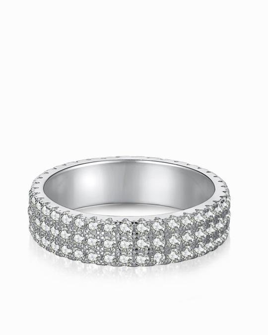 The Kimberly Triple Row CZ Eternity Band in Sterling Silver
