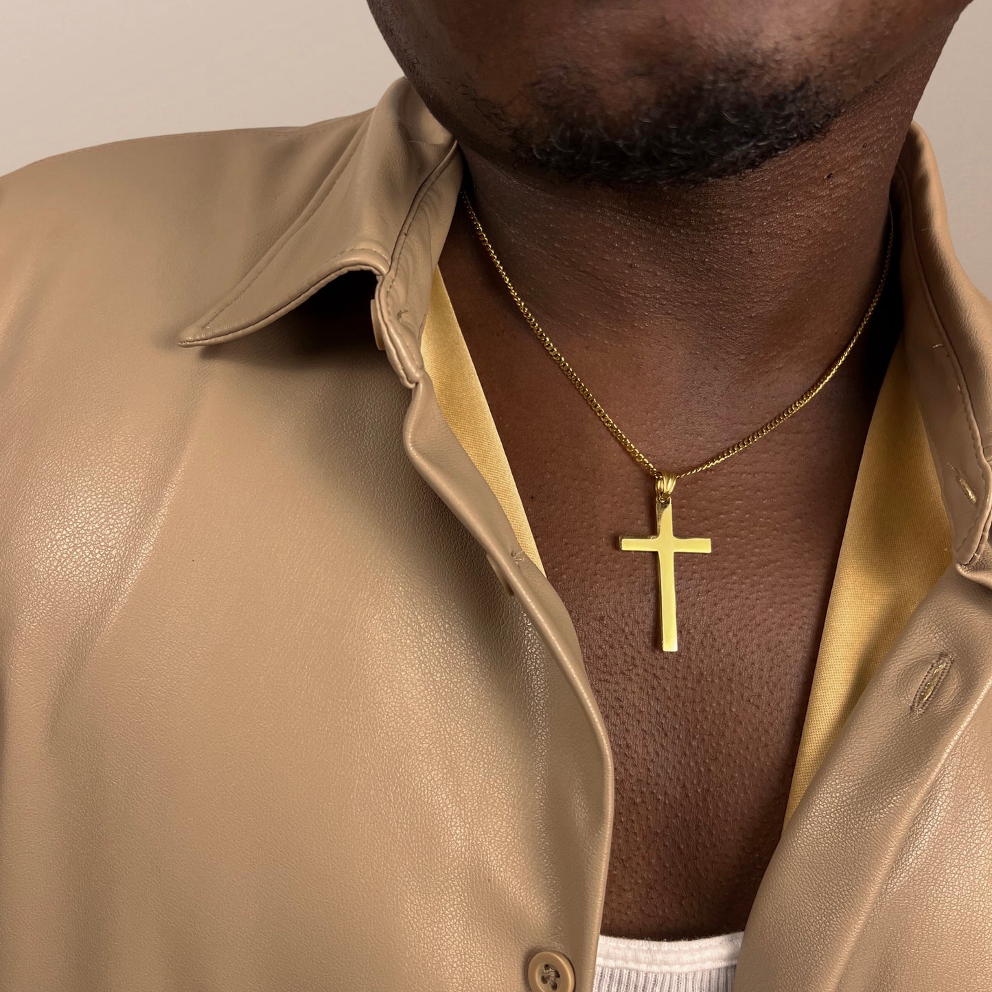 The Minimalist Flat Cross Pendant in 18K Gold