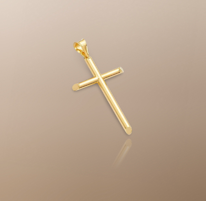 The Aziel Minimalist Cross Pendant in 18K Gold