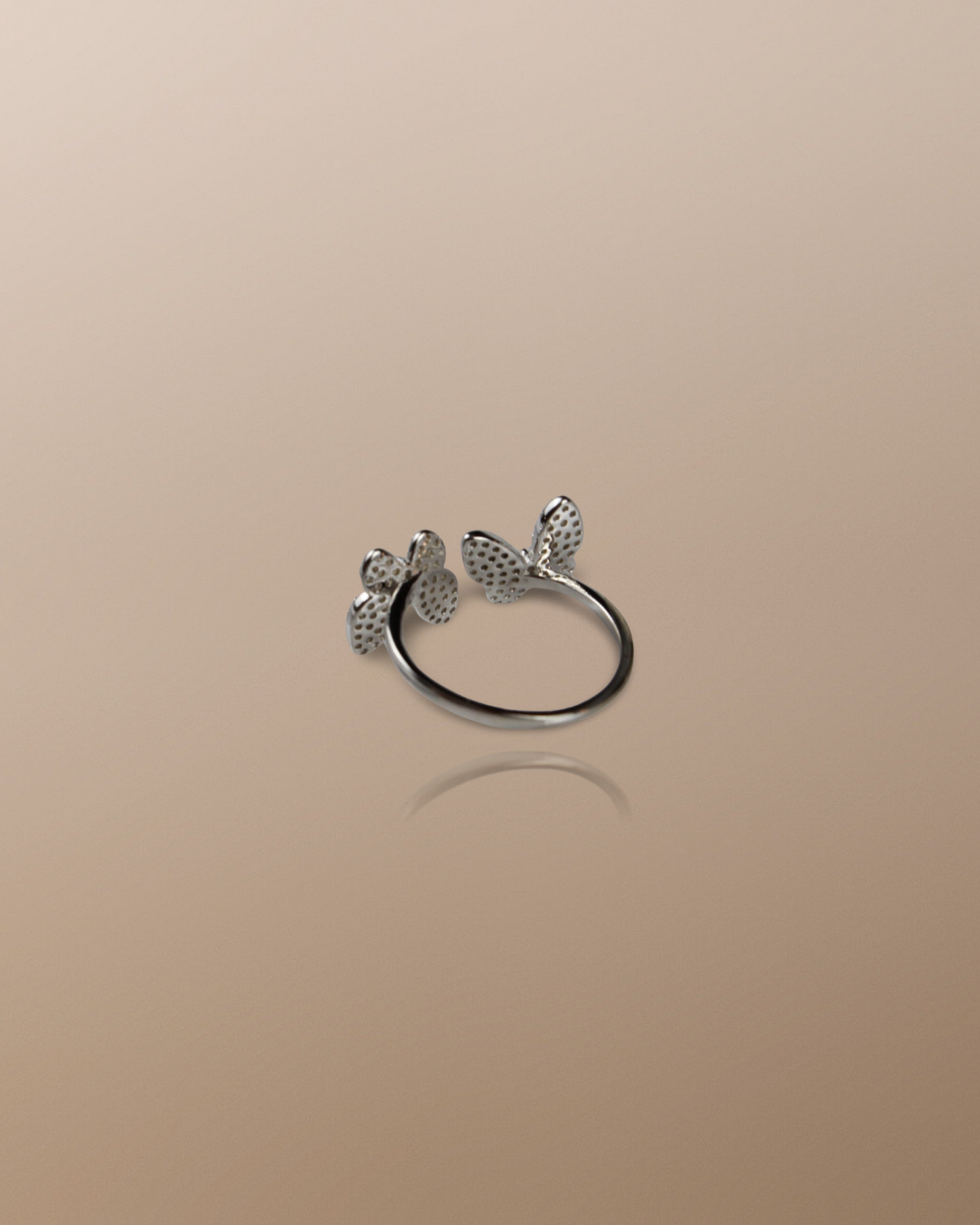 Harmony Adjustable Double Butterfly Open Ring in Silver