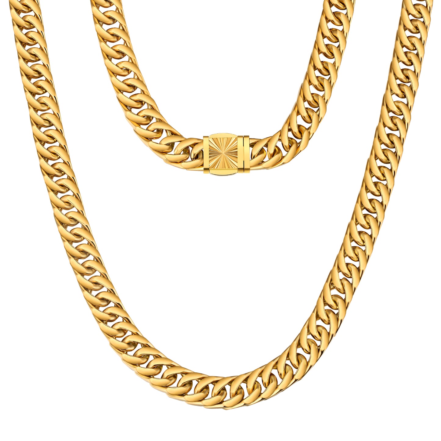 12mm Miami Cuban Link Chain Necklace in 18K Gold