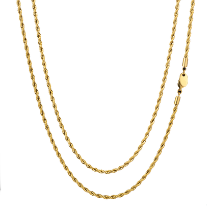 3mm Rope Micro Chain Necklace in 18K Gold