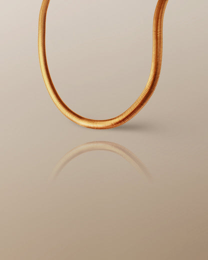8mm Herringbone Snake Chain Necklace in 18K Gold