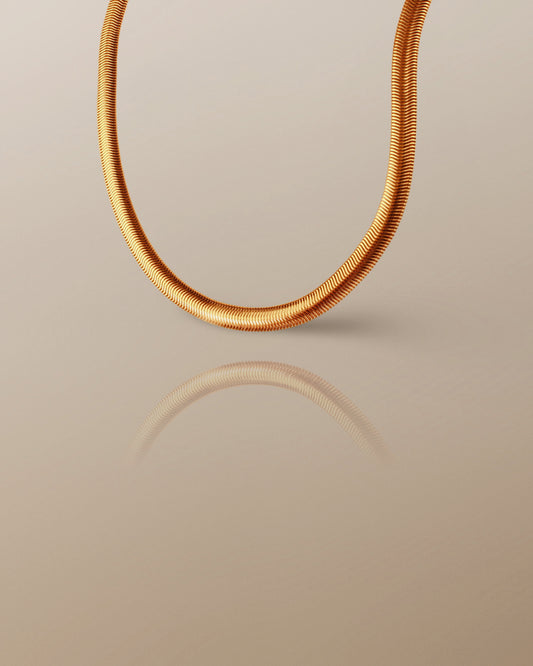 8mm Herringbone Snake Chain Necklace in 18K Gold