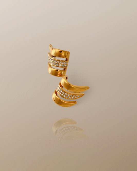 The Phoenix Cuff Feather Earrings in 18K Gold