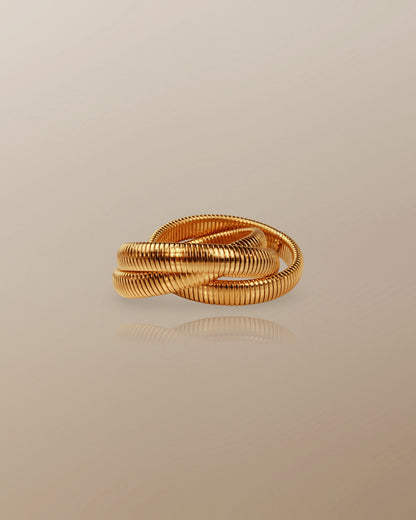 The Sanyu Bold Triple Layer Bangle in 18K Gold