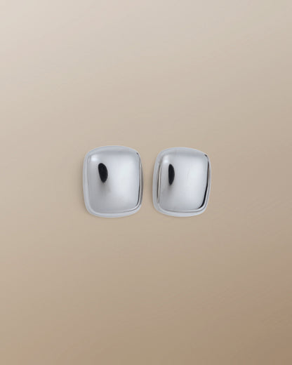 The Morgan Bold Pillow Stud Earrings in Silver