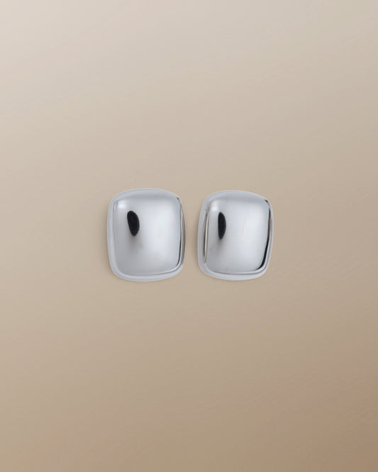 The Morgan Bold Pillow Stud Earrings in Silver
