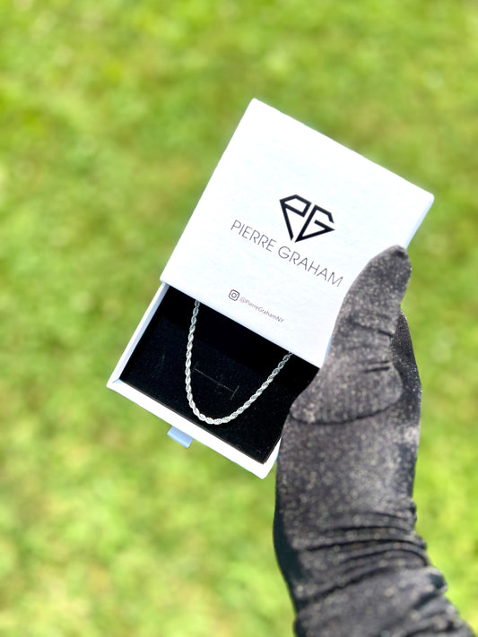 3mm Rope Micro Chain Necklace in White Gold