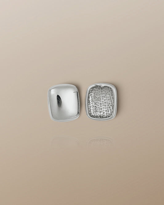The Morgan Bold Pillow Stud Earrings in Silver