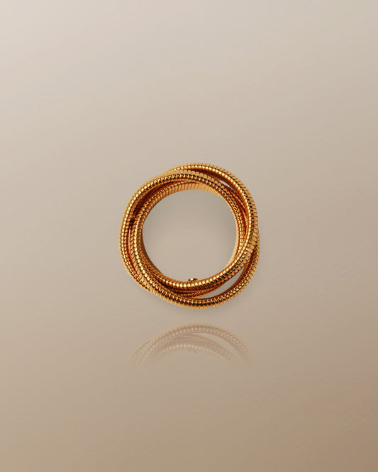 The Sanyu Bold Triple Layer Bangle in 18K Gold