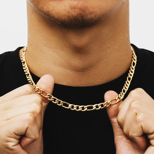 7mm Figaro Chain Necklace in 18K Gold