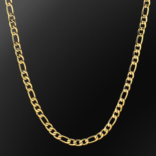 7mm Figaro Chain Necklace in 18K Gold
