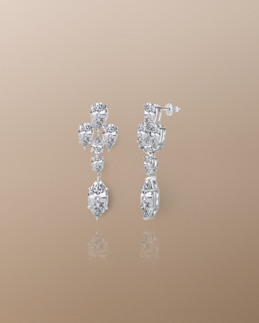 The Odessa Marquise-Cut Drop Stud Earrings in 925 Sterling Silver