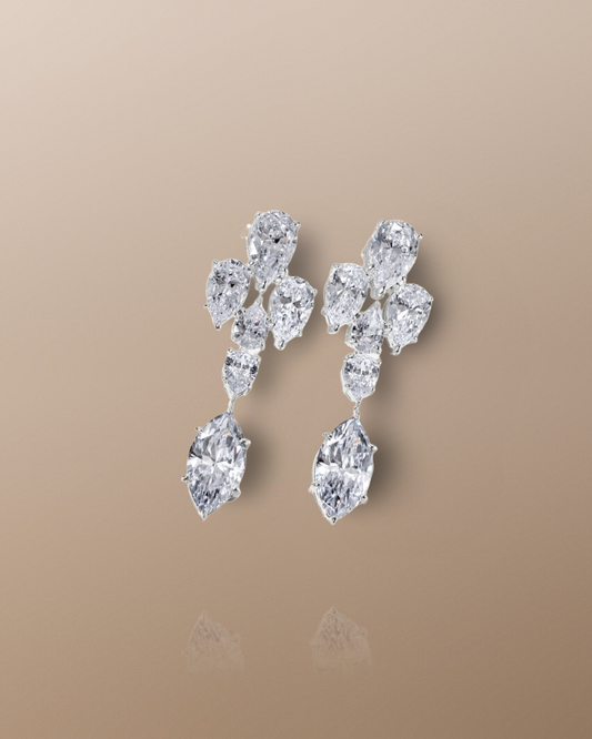 The Odessa Marquise-Cut Drop Stud Earrings in 925 Sterling Silver