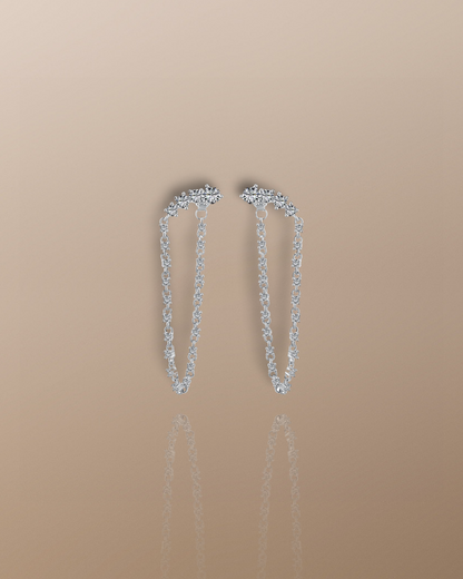 The Nia Drop Chain Earrings in 925 Sterling Silver