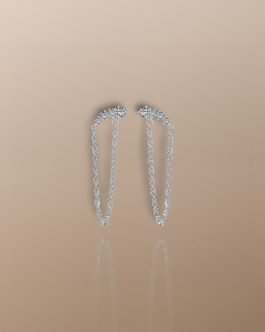 The Nia Drop Chain Earrings in 925 Sterling Silver