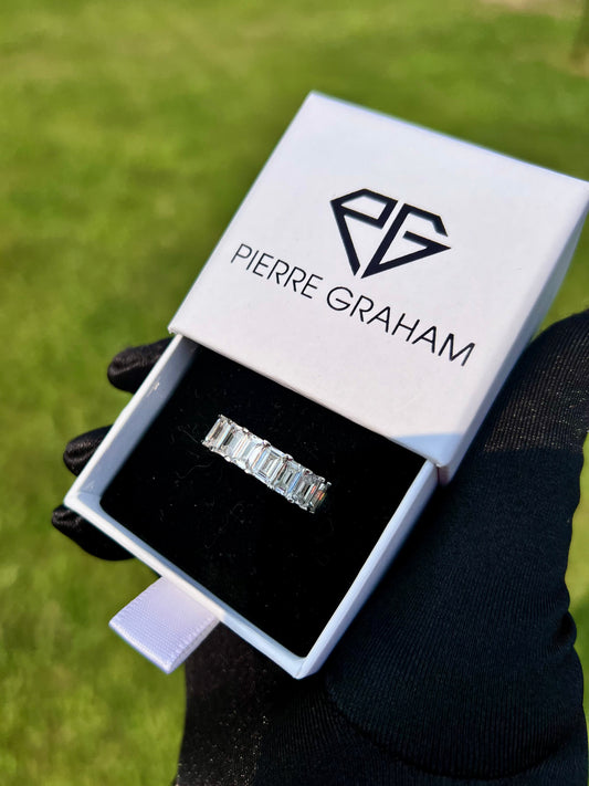 Jemma Emerald Cut CZ Eternity Band in Silver