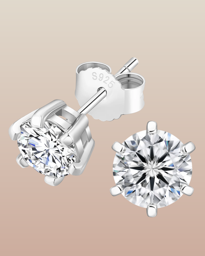 Hive Moissanite Stud Earrings (0.80 ct) in White Gold