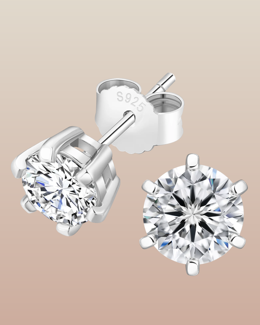 Hive Moissanite Stud Earrings (0.80 ct) in White Gold