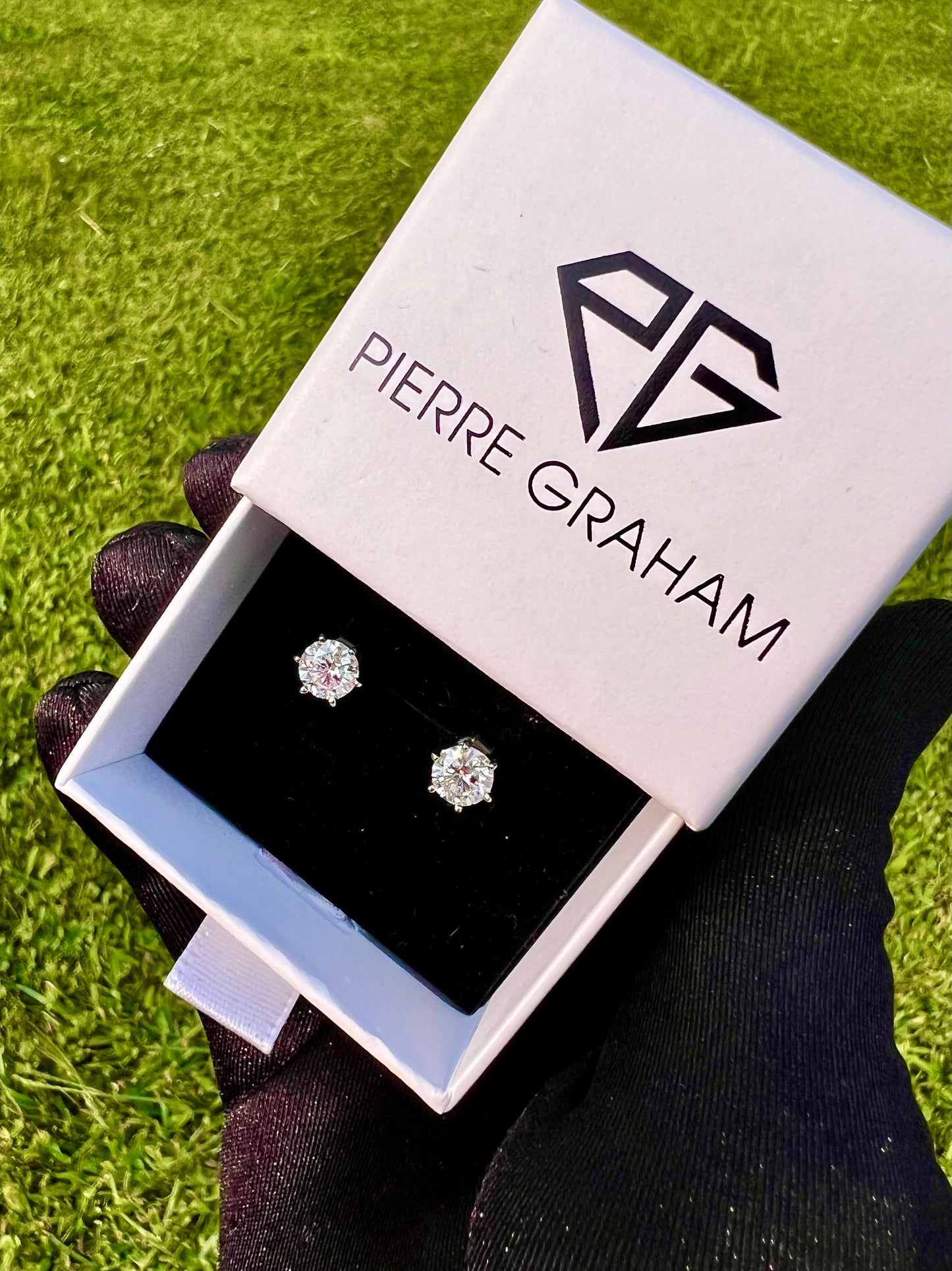 Hive Moissanite Stud Earrings (0.80 ct) in White Gold