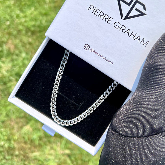 The Six - 5mm Cuban Link Chain Necklace in White Gold