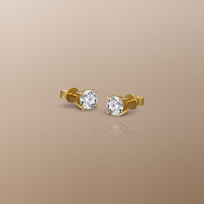Solace Moissanite Stud Vermeil Earrings (.50ct) in 14K Gold