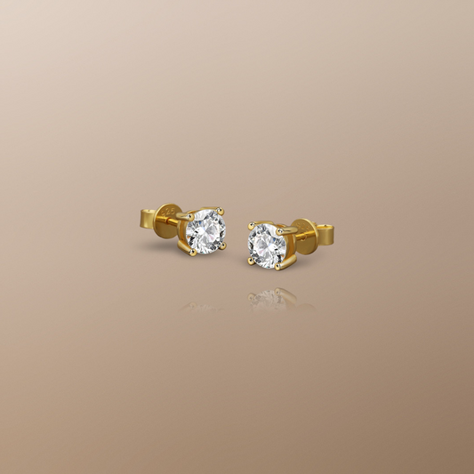 Solace Moissanite Stud Vermeil Earrings (.50ct) in 14K Gold
