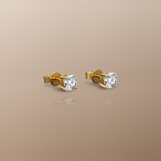 Solace Moissanite Stud Vermeil Earrings (.50ct) in 14K Gold