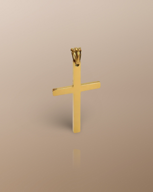The Minimalist Flat Cross Pendant in 18K Gold