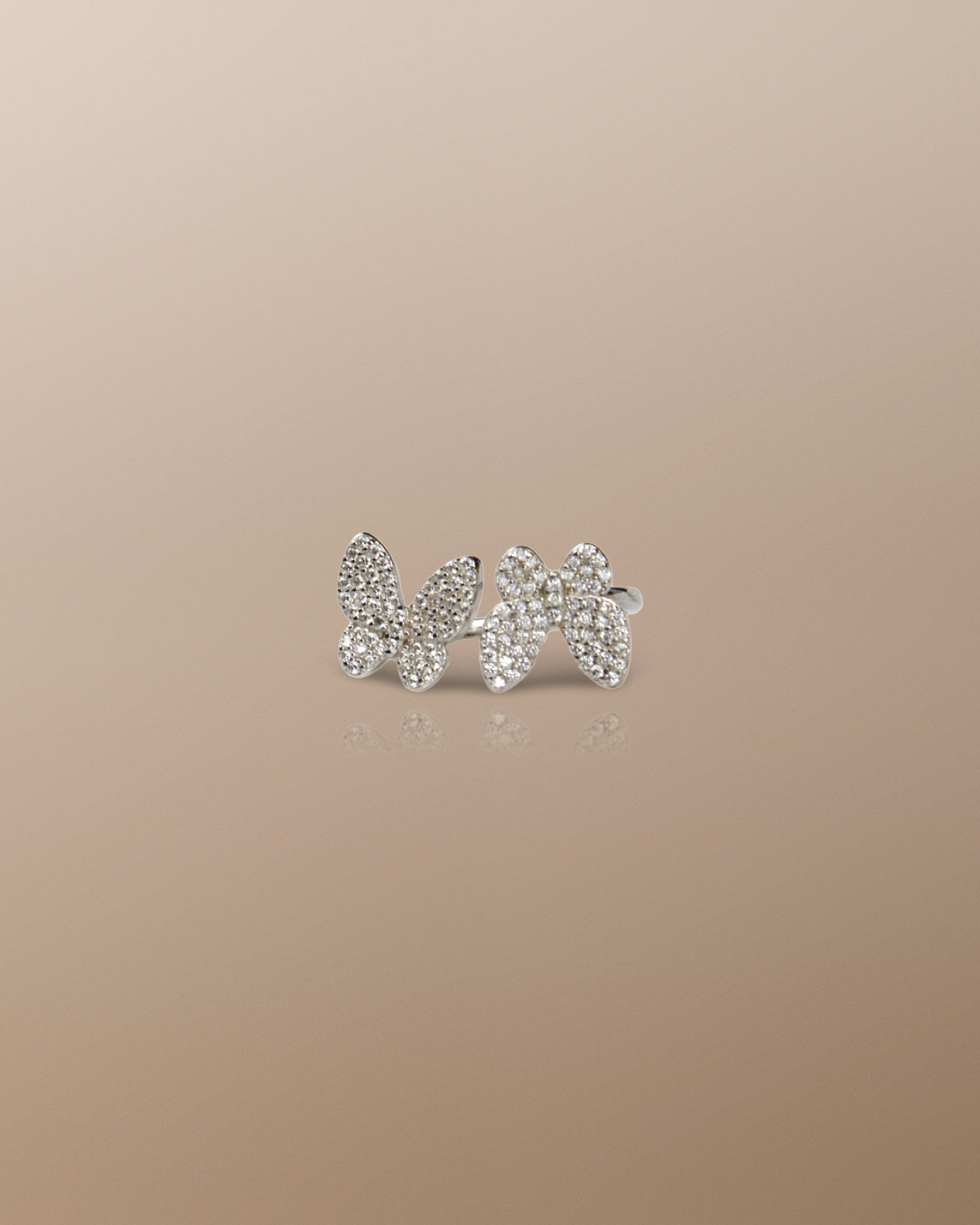 Harmony Adjustable Double Butterfly Open Ring in Silver