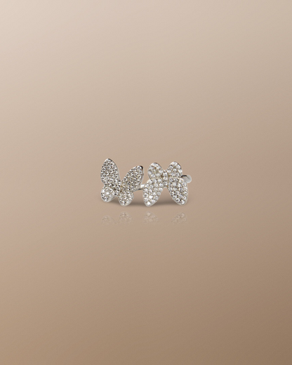Harmony Adjustable Double Butterfly Open Ring in Silver