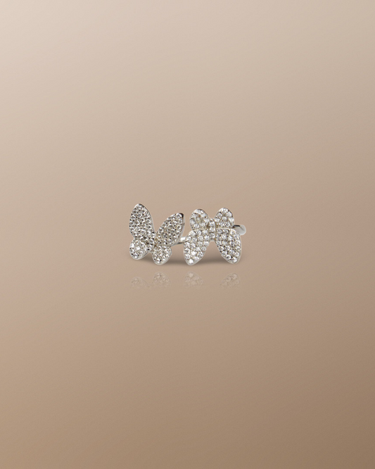 Harmony Adjustable Double Butterfly Open Ring in Silver
