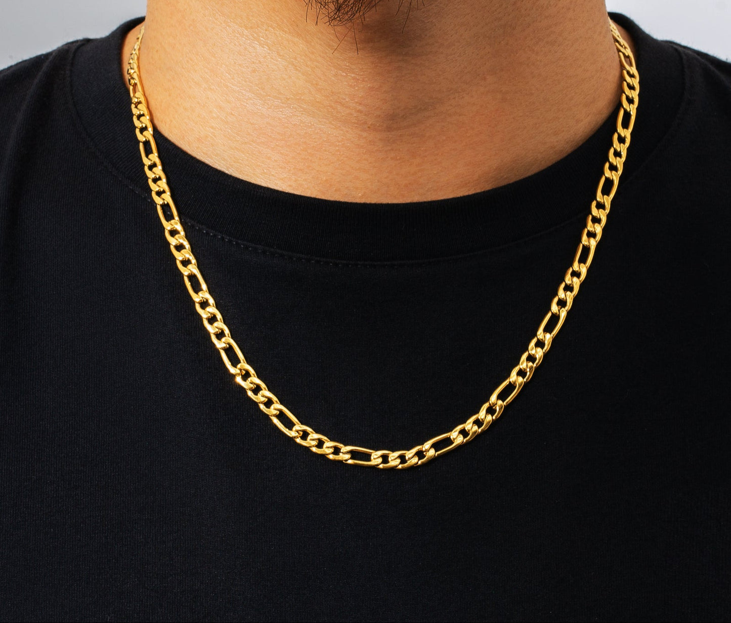 5mm Figaro Chain Necklace in 18K Gold