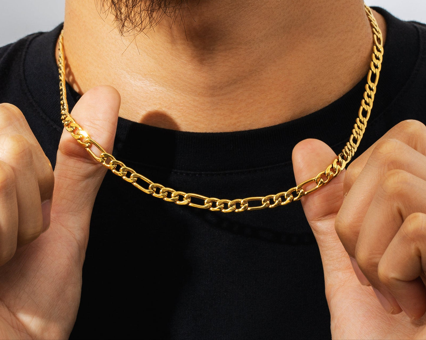 5mm Figaro Chain Necklace in 18K Gold