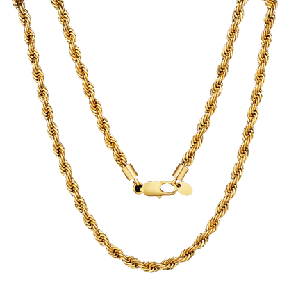 6mm Rope Chain Necklace in 18K Gold