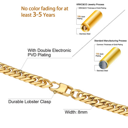 8mm Miami Cuban Link Bracelet in 18K Gold
