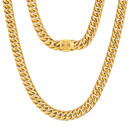 12mm Miami Cuban Link Chain Necklace in 18K Gold
