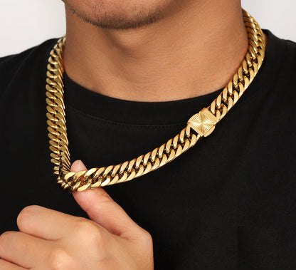 12mm Miami Cuban Link Chain Necklace in 18K Gold