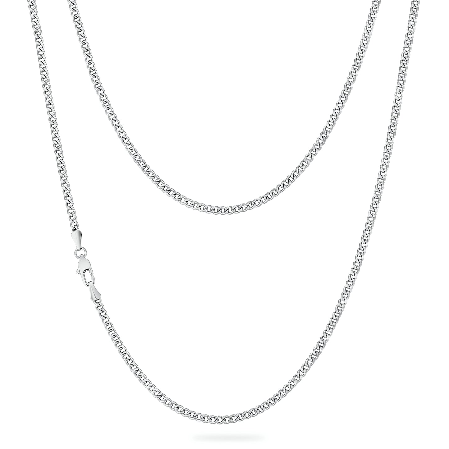 3mm Miami Micro Cuban Chain Necklace in White Gold