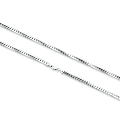 3mm Miami Micro Cuban Chain Necklace in White Gold