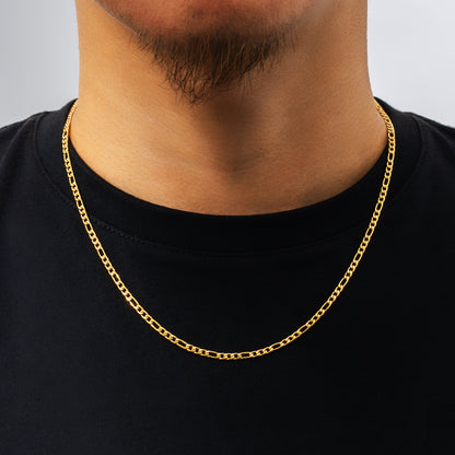 3mm Figaro Micro Chain Necklace in 18K Gold
