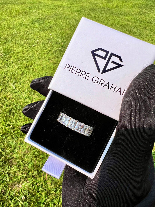 PG Radiant Emerald Cut CZ Eternity Band in Silver