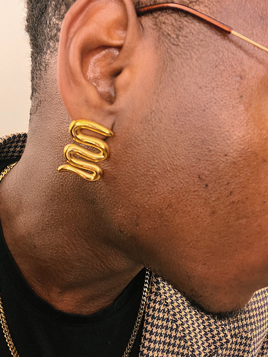 Rosy Boa Curve Earrings in 18K Gold