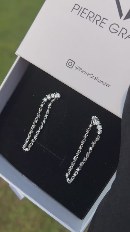 The Nia Drop Chain Earrings in 925 Sterling Silver